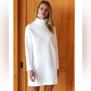 Emerson Fry Edie Turtleneck Ivory Ponte Knit Mini Dress